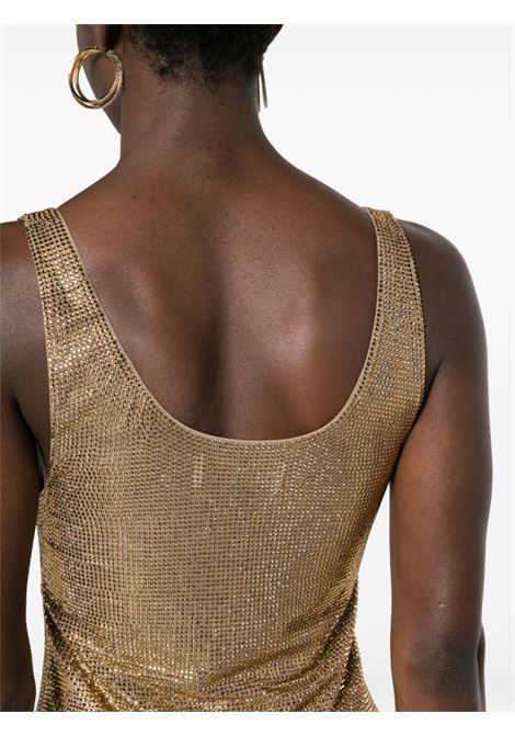 Gold  crystal-embellished mesh top - women GIUSEPPE DI MORABITO | 02PSTO178FC0221221TO